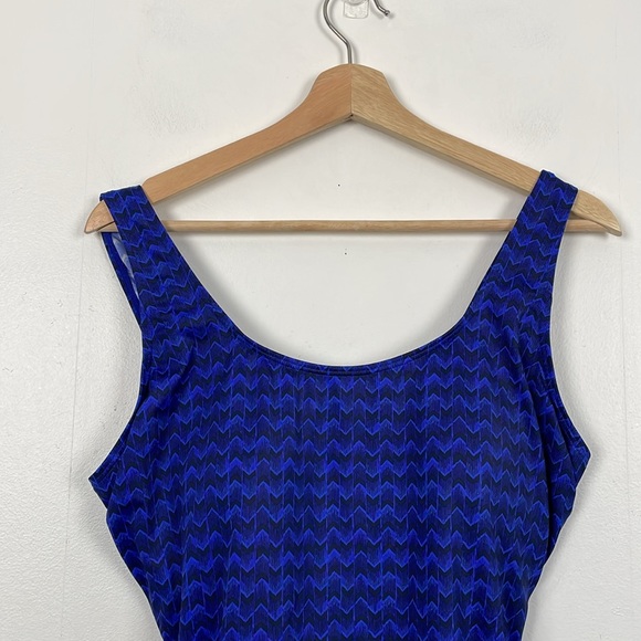 LL Bean Womens 16 Long Swimsuit UPF 50 Padded Cups Blue Beach Bathing Suit - Picture 3 of 9